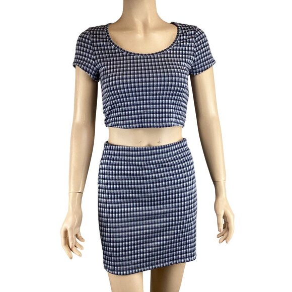 Freshman 1996 Womens Blue & White Plaid Mini Skirt Small Skirt ONLY‎ - Picture 5 of 5